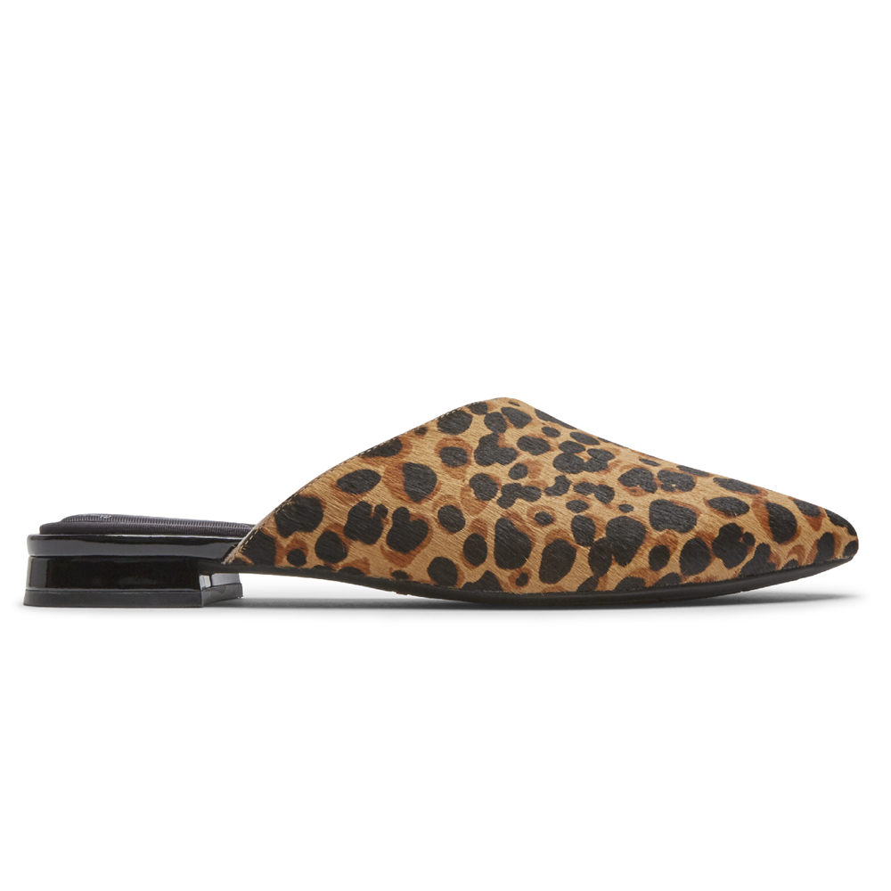 Rockport Womens Mules Leopard - Total Motion Zuly Asymmetrical - UK 614-DCBWHJ